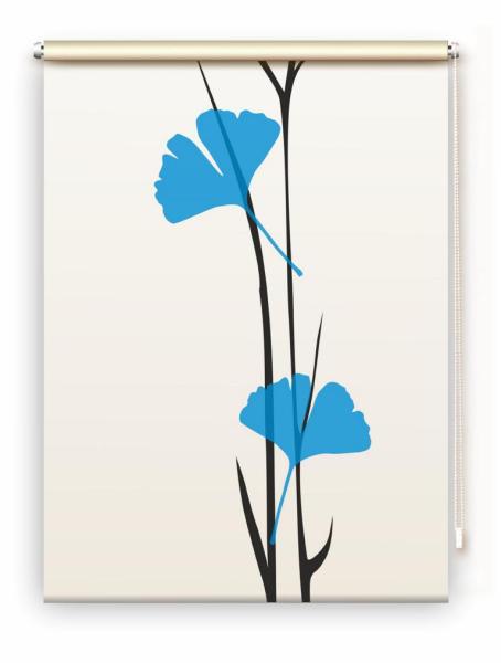 Rollo Ginkgo tone -blue, Motivrollo, Rollo mit Druck, Fotorollo, bedrucktes Rollo, Fensterrollo,verdunkelndes Rollo, Sonnenschutz Rollo